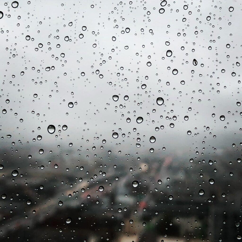 raindrops on clear window