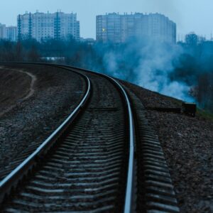 black and gray train railway close-up photography