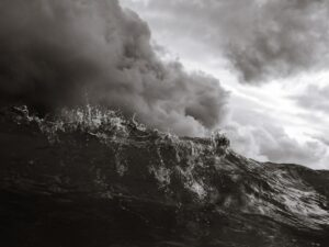 grayscale photography of rocky mountain